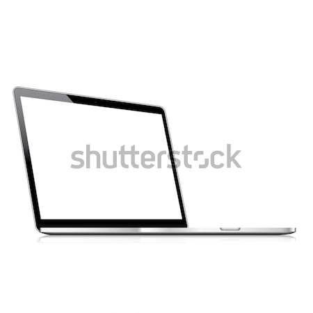 ストックフォト: ベクトル · ノートパソコン · 孤立した · 白 · 空っぽ · 画面