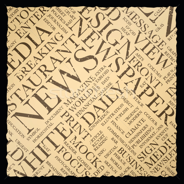 Old Vintage Newspaper Vector Background Texture Word Cloud Vector