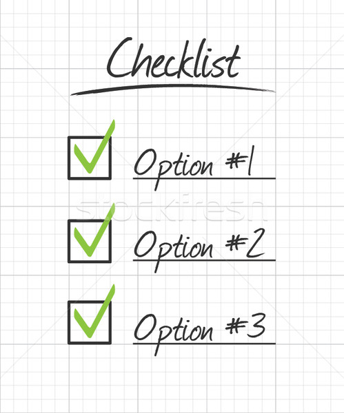 Checklist on ruled school paper grid with hand drawn syle Stock photo © MPFphotography