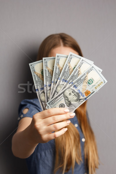 Fan 100 Dolar kobieta ręce Zdjęcia stock © mrakor