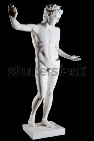 Classical white marble statue of naked discus thrower isolated on black background Stock photo © mrakor