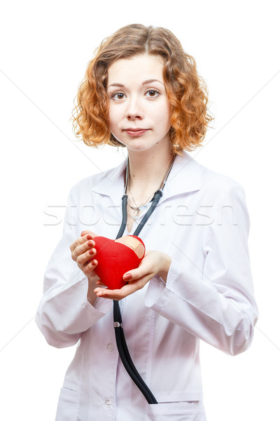 Cute lekarza lab coat serca odizolowany Zdjęcia stock © mrakor