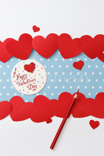 Walentynki miłości wiadomość wykonany ręcznie ołówki serca Zdjęcia stock © mrakor