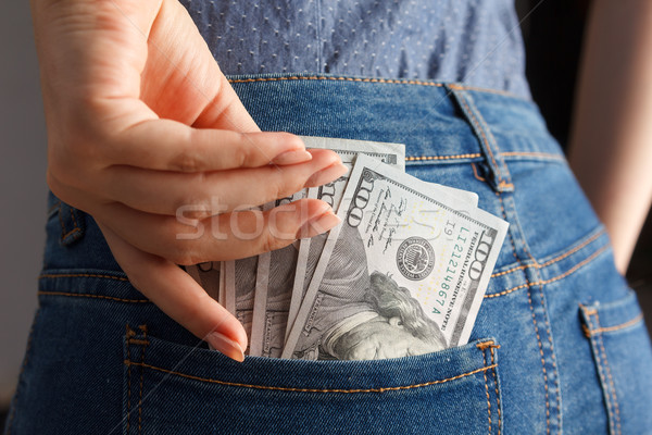 Kobieta strony opakowanie 100 Dolar Zdjęcia stock © mrakor