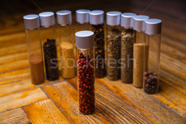 Przyprawy butelek ziemi żywności szkła Zdjęcia stock © mrakor