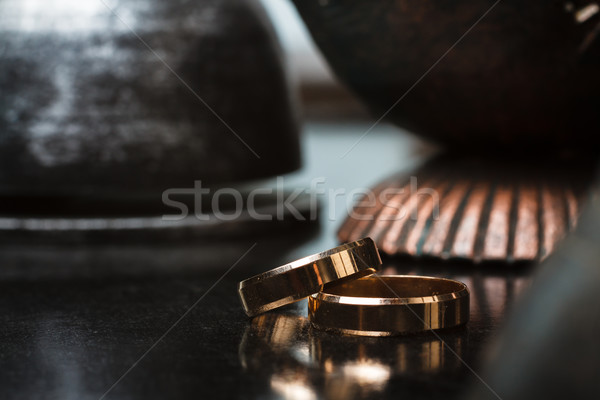 Hermosa anillos de boda macro boda Pareja Foto stock © mrakor