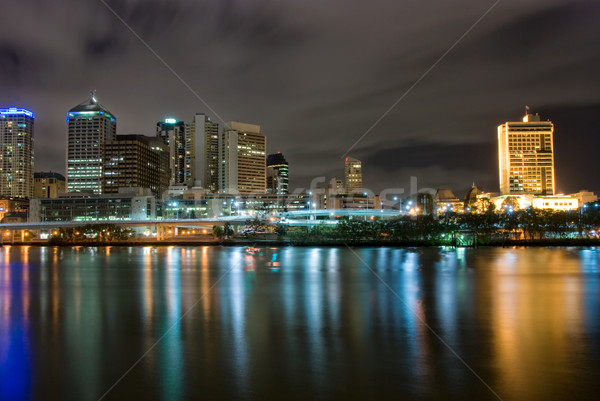 Brisbane éjszakai város Queensland Ausztrália városkép éjszaka Stock fotó © mroz