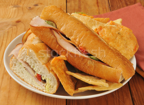 Turquía aguacate sándwich pan albahaca pesto Foto stock © MSPhotographic