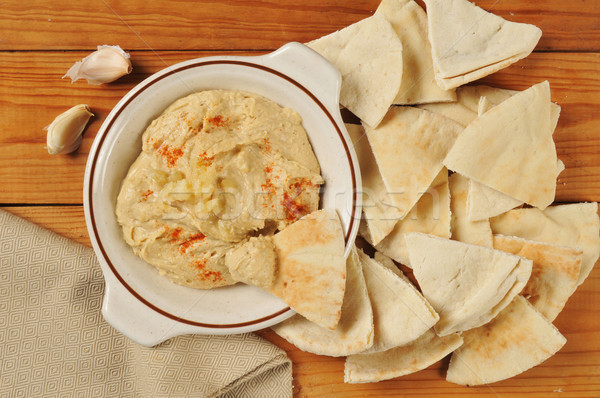 Stockfoto: Knoflook · Spice · pita · boven · rustiek · houten · tafel