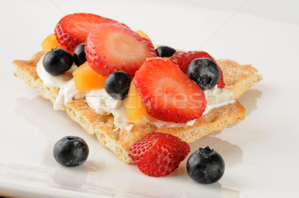 Fruit and cream cheese on sesame flatbread Stock photo © MSPhotographic