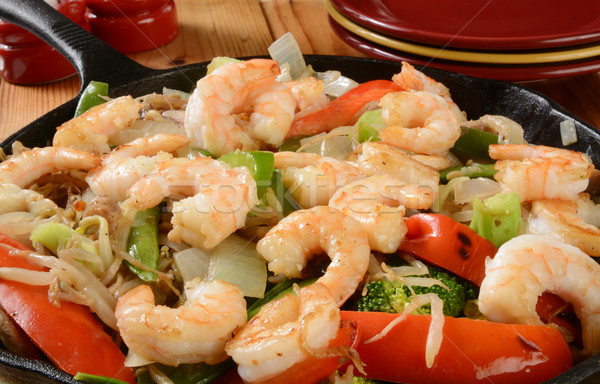 Stock photo: Shrimp stir fry