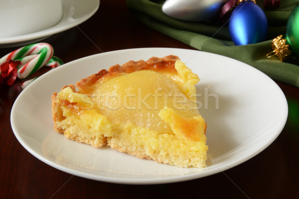 Birne Torte Scheibe Weihnachten Tabelle Stock foto © MSPhotographic
