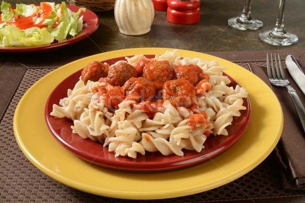 Meatballs and marinara sauce on gluten free pasta Stock photo © MSPhotographic