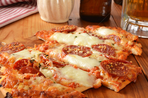Flatbread garlic and pepperoni pizza Stock photo © MSPhotographic