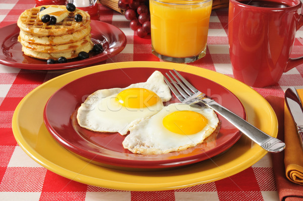 жареный яйца продовольствие фрукты стекла Сток-фото © MSPhotographic