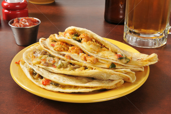 Beef and chicken quesadillas Stock photo © MSPhotographic