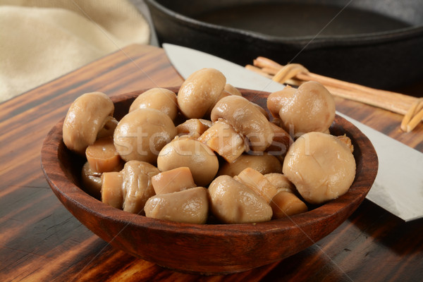 Bouton champignons bois bol fonte alimentaire [[stock_photo]] © MSPhotographic