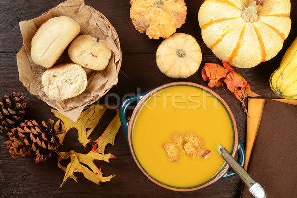 Squash soep kom voedsel Stockfoto © MSPhotographic