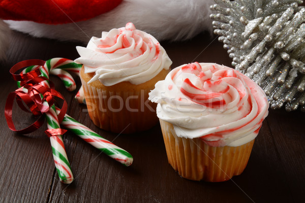 Borsmenta karácsony minitorták cukorka asztal mikulás Stock fotó © MSPhotographic