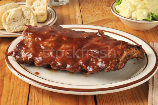 Barbecued ribs with potato salad Stock photo © MSPhotographic