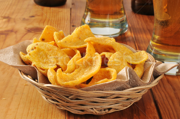 Basket of corn chips and beer Stock photo © MSPhotographic