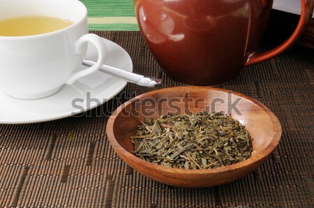 Całość liści zielona herbata luźny organiczny próba Zdjęcia stock © MSPhotographic