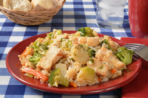 Plate of chicken teriyaki Stock photo © MSPhotographic