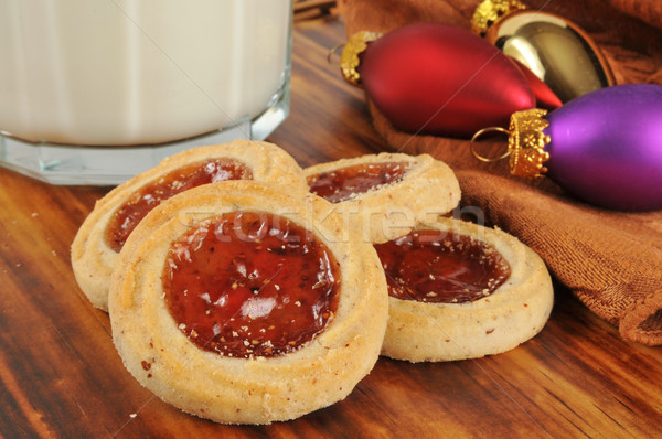 Navidad cookies frambuesa atasco leche decoraciones Foto stock © MSPhotographic