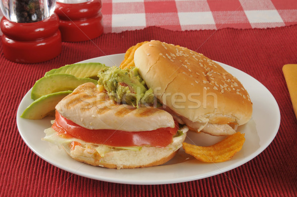 Chicken sandwich with avocado slices Stock photo © MSPhotographic