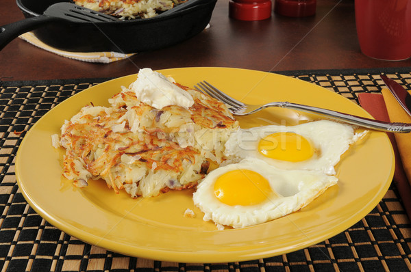 Latkes and fried eggs Stock photo © MSPhotographic