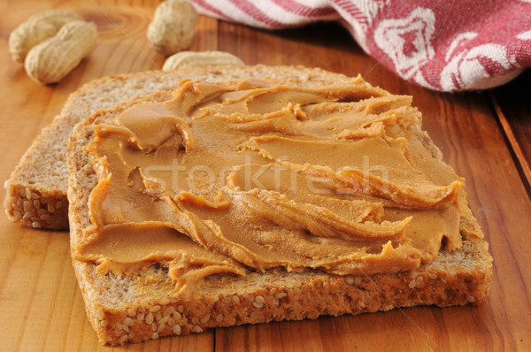 Stockfoto: Pindakaas · geheel · graan · brood · organisch · moer