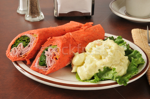 Toskański kanapkę szynka pepperoni salami Zdjęcia stock © MSPhotographic