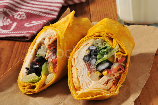 Southwestern chipotle chicken wrap sandwich Stock photo © MSPhotographic