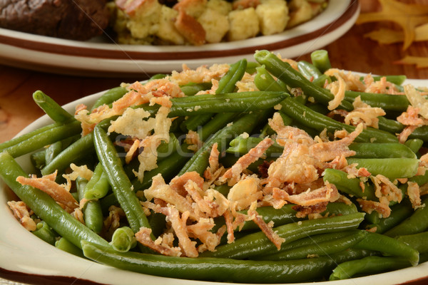Green beans with onions Stock photo © MSPhotographic