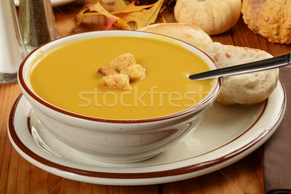 Miąższ zupa puchar obiedzie jesienią Zdjęcia stock © MSPhotographic