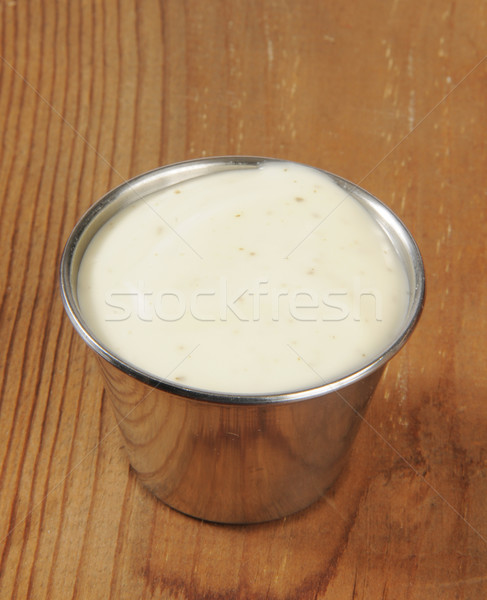 Boerderij dressing tin schotel hout voedsel Stockfoto © MSPhotographic