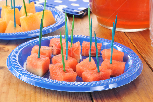 Diced watermelon and cantaloupe Stock photo © MSPhotographic