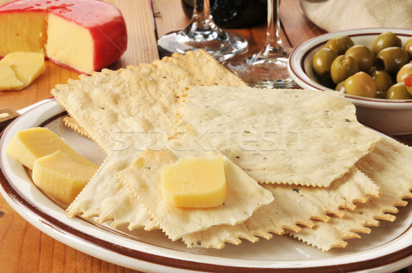 Flatbread crackers and gouda cheese Stock photo © MSPhotographic