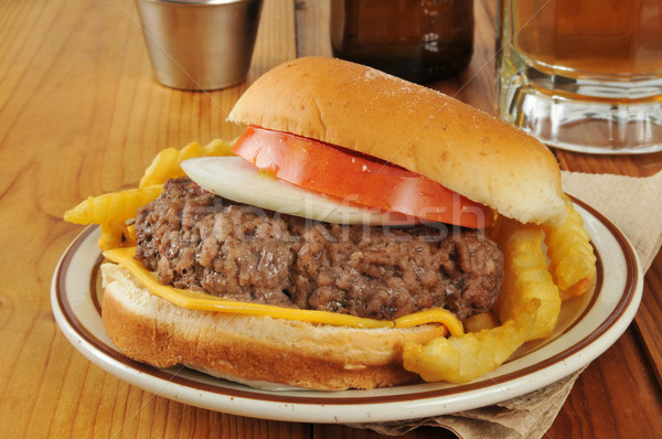 Cheeseburger and beer Stock photo © MSPhotographic