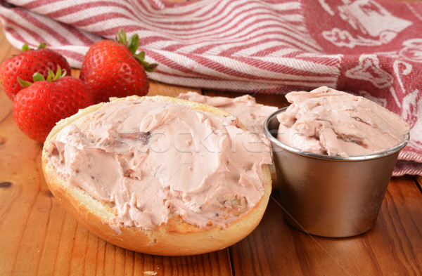 Strawberry cream cheese on a bagel Stock photo © MSPhotographic