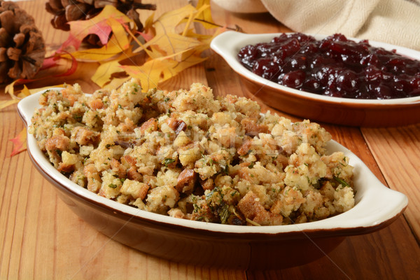 Turkey stuffing and cranberry sauce Stock photo © MSPhotographic