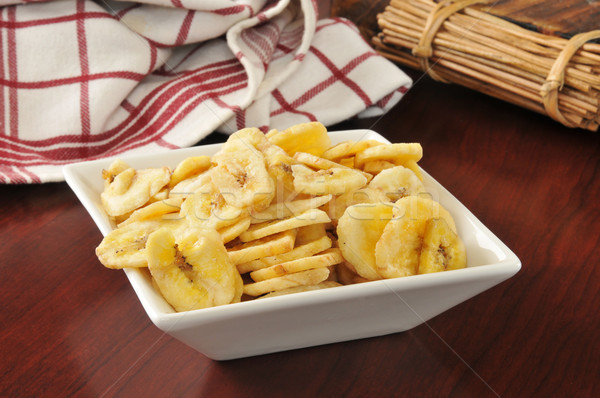 Banán sültkrumpli kicsi tál aszalt organikus Stock fotó © MSPhotographic