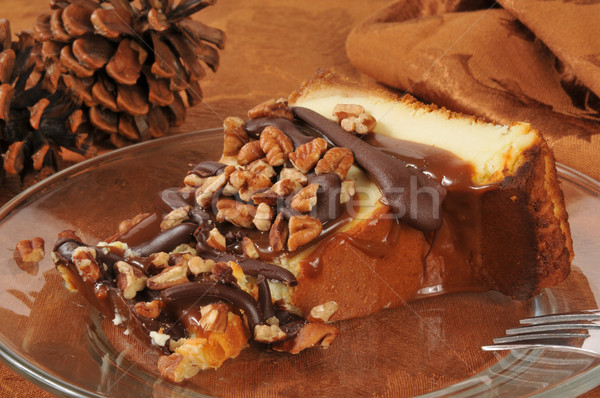 Cheesecake topped iwth chocolate and nuts Stock photo © MSPhotographic