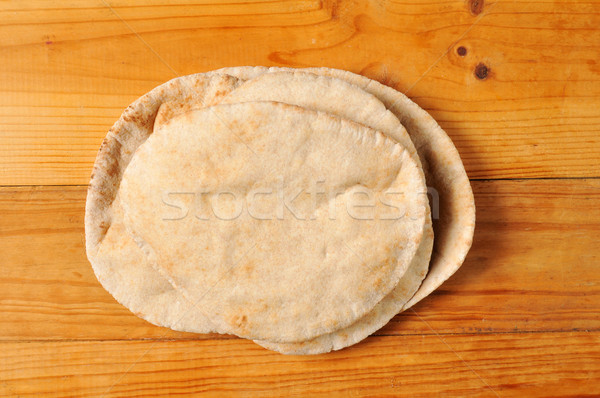 [[stock_photo]]: Blé · entier · pita · pain · rustique · table · en · bois