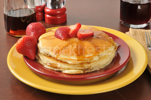Pancakes with strawberries Stock photo © MSPhotographic