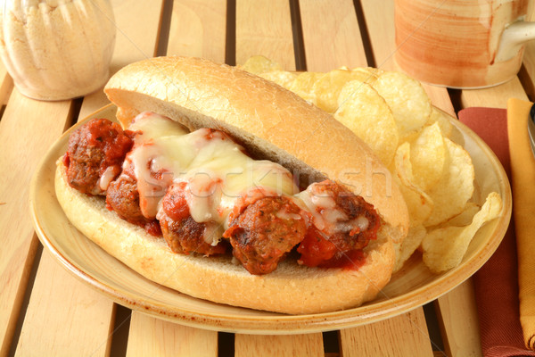 Sandwich Italiaans saus gesmolten mozzarella kaas Stockfoto © MSPhotographic