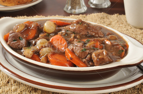 Beef stew bourguignon closeup Stock photo © MSPhotographic