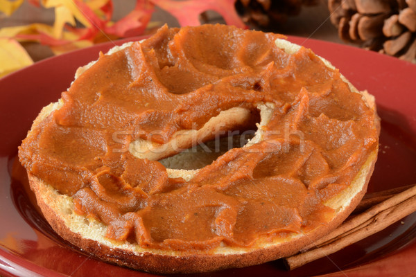 Bagel sütőtök vaj fahéj ünnep asztal Stock fotó © MSPhotographic