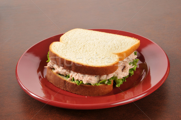 Ton sandwich roşu placă proaspăt servit Imagine de stoc © MSPhotographic