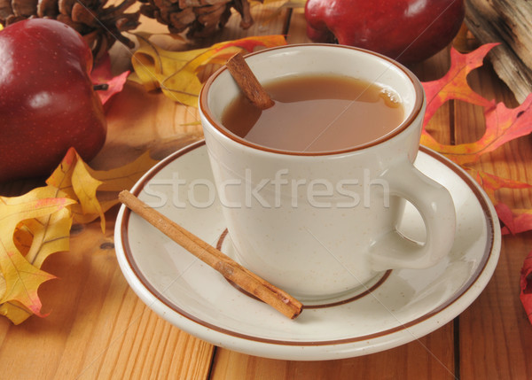 Hot appel cider kaneel rustiek houten Stockfoto © MSPhotographic